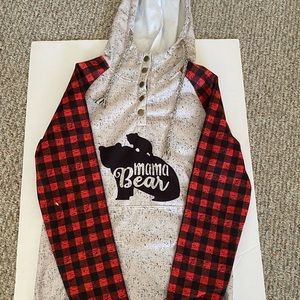 Hoodie Multi Pattern Mama Bear Sweatshirt Size S - NWT